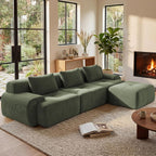 Flex Sofa | 108" Modular Corduroy L-Shape Sectional With Ottoman & 3 Throw Pillows