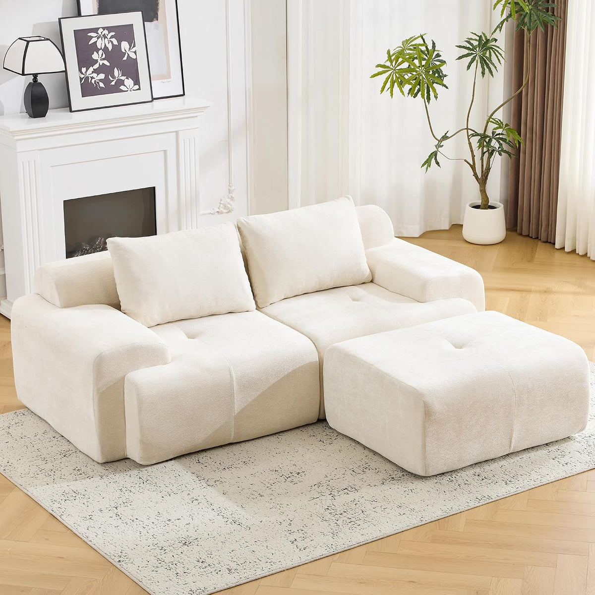 Flex Sofa | 120" Boneless Chenille Modular Sectional With Movable Ottomans