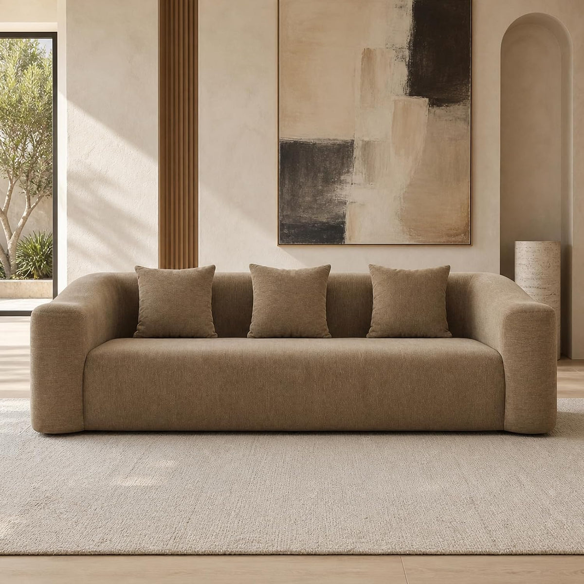 Cloud Sofa | 101" Curved-Back Boneless Chenille Couch With Memory Foam