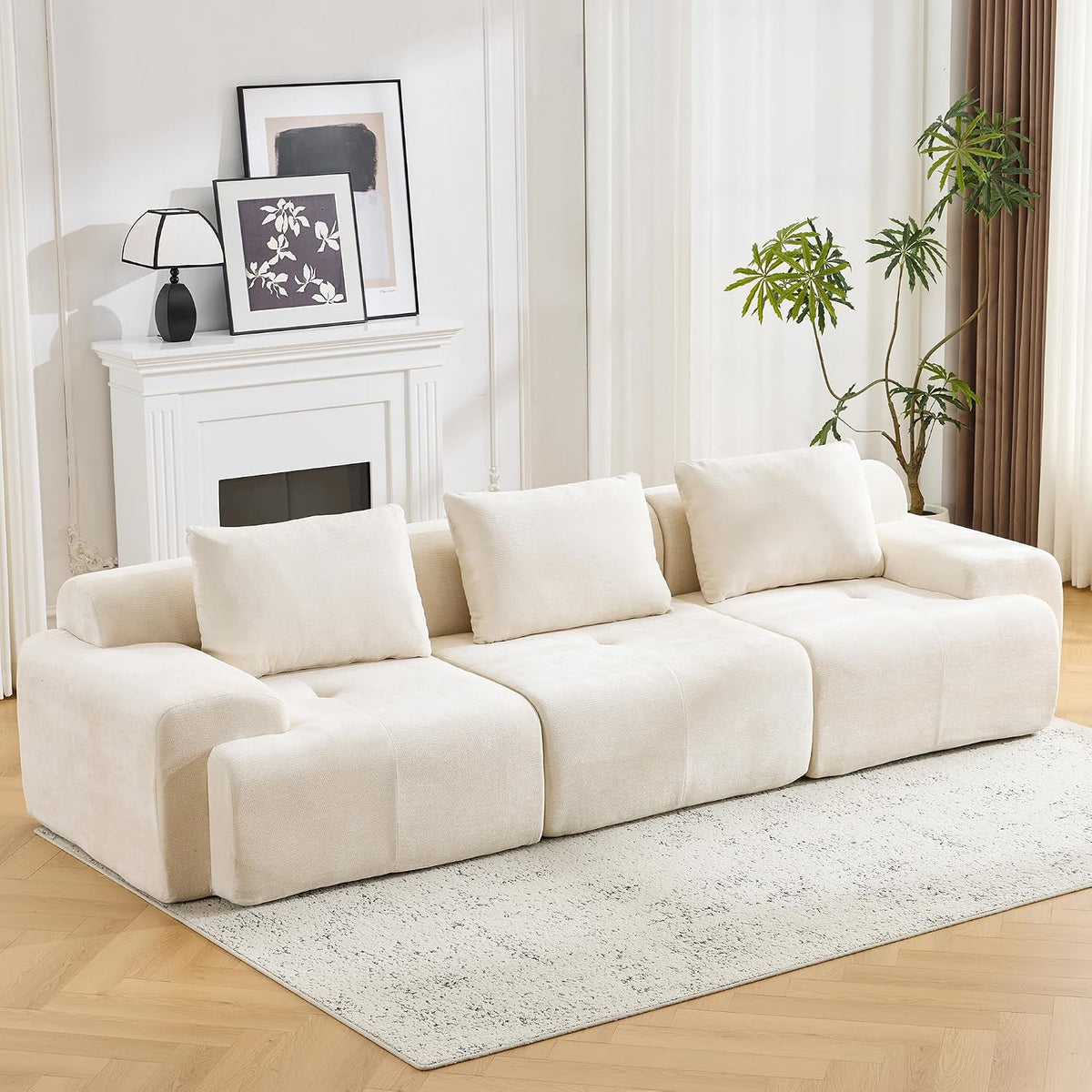 Flex Sofa | 120" Boneless Chenille Modular Sectional With Movable Ottomans