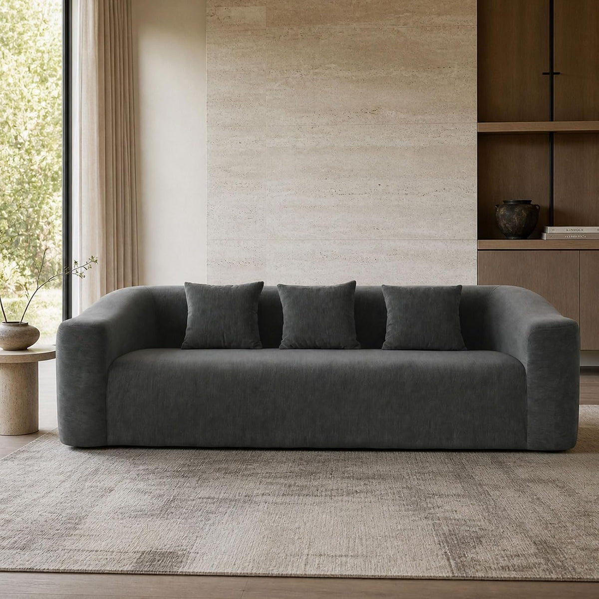 Cloud Sofa | 101" Curved-Back Boneless Chenille Couch With Memory Foam