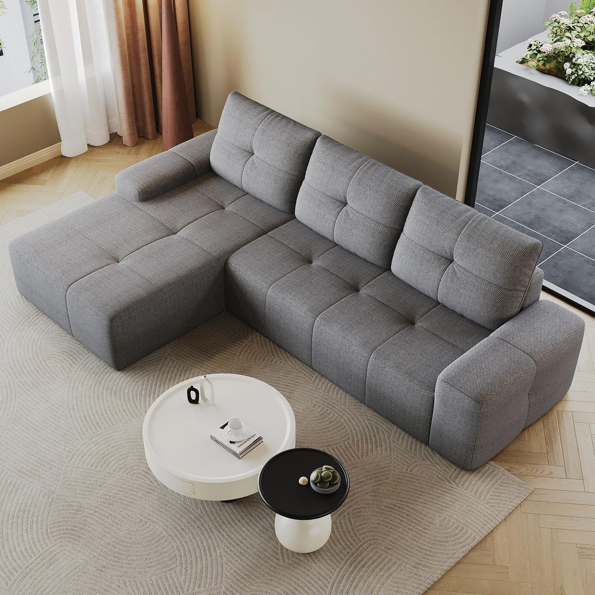 Cloud Sofa | 104" Boneless Chenille Sectional With Detached Chaise