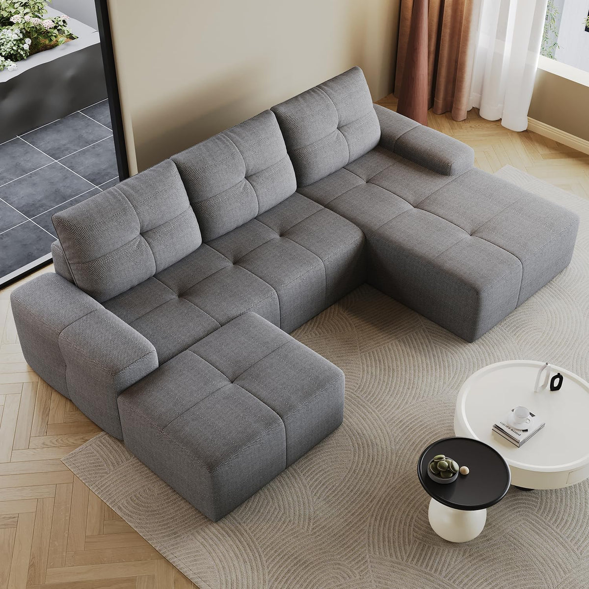 Cloud Sofa | 104" Boneless Chenille Sectional With Detached Chaise