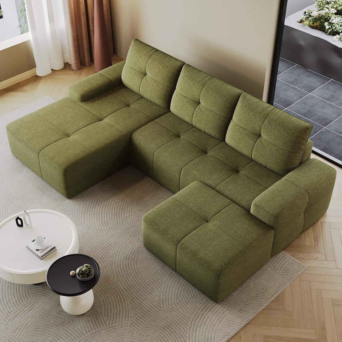 Cloud Sofa | 104" Boneless Chenille Sectional With Detached Chaise