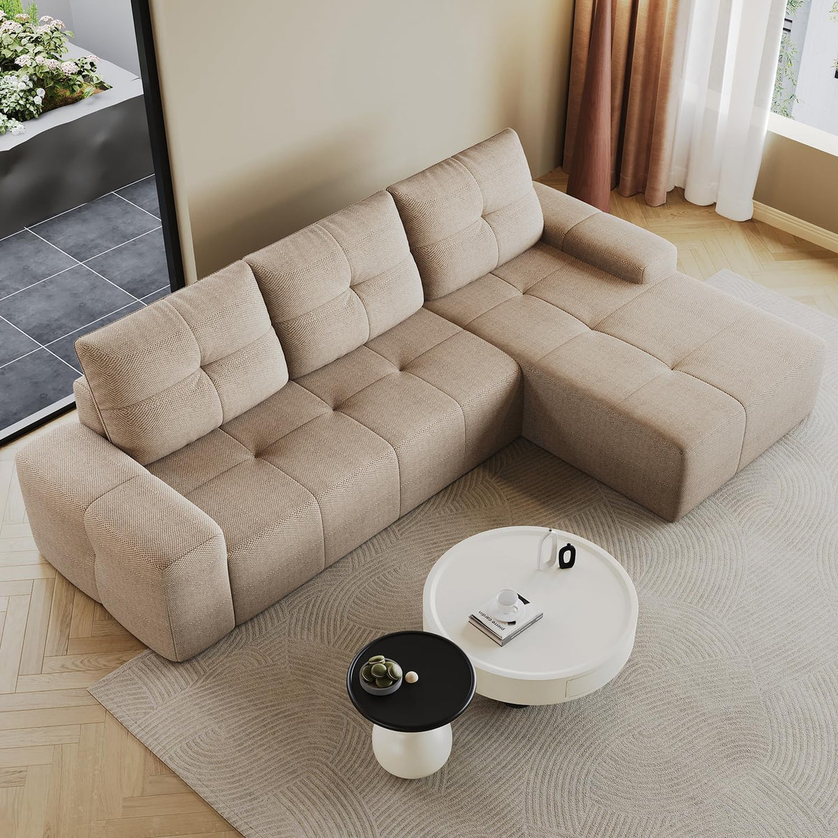 Cloud Sofa | 104" Boneless Chenille Sectional With Detached Chaise