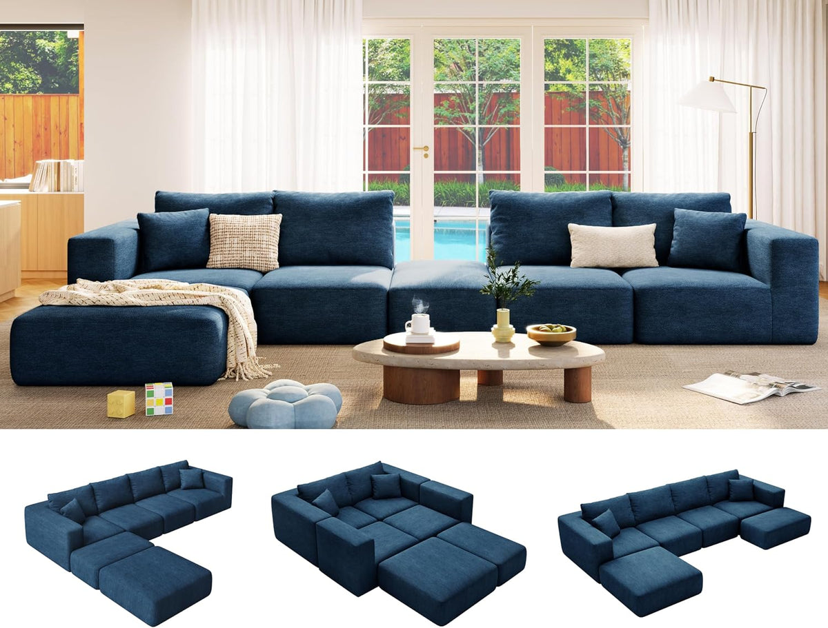 Flex Sofa | 150" Oversized Modular Boneless Sectional, Seats 6