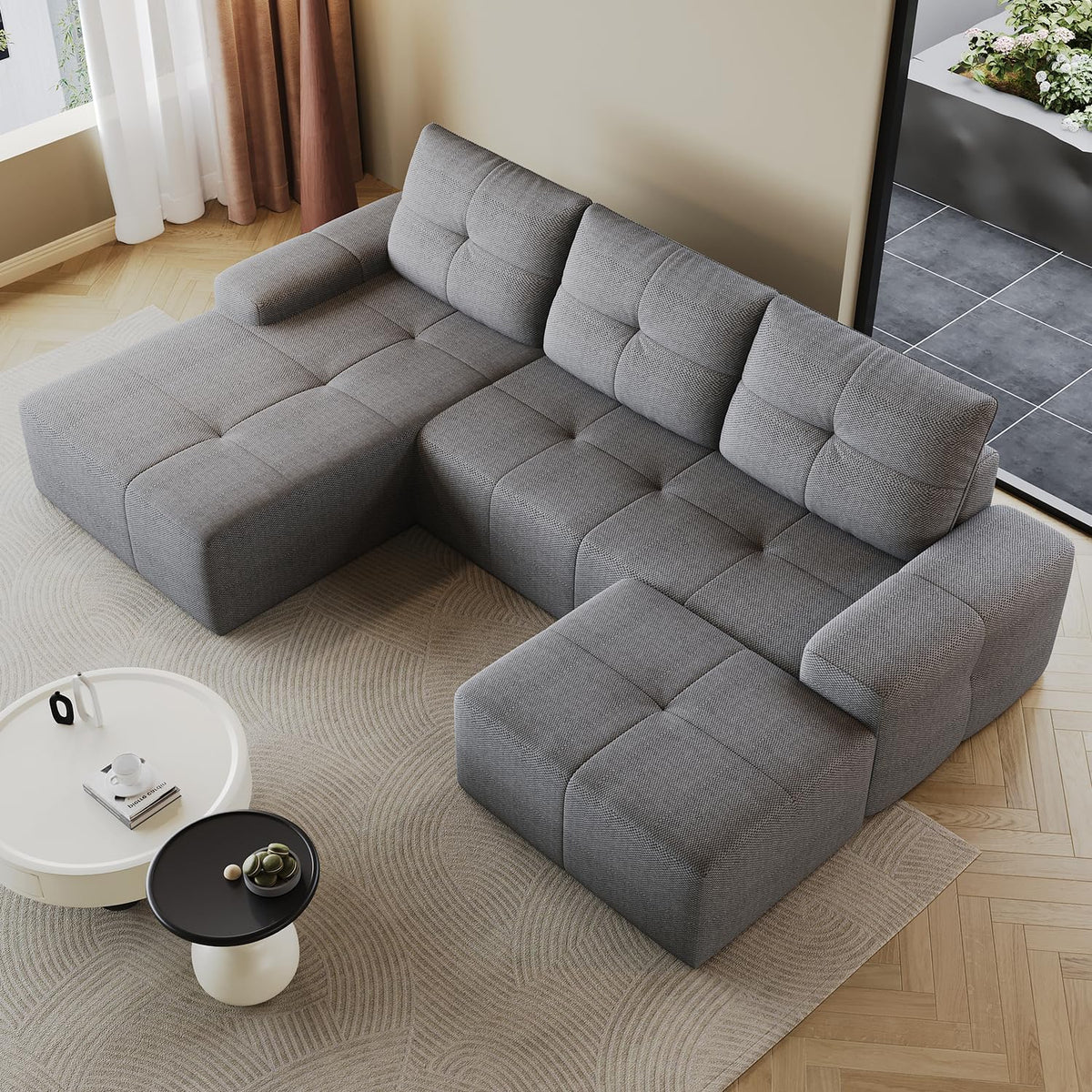 Cloud Sofa | 104" Boneless Chenille Sectional With Detached Chaise