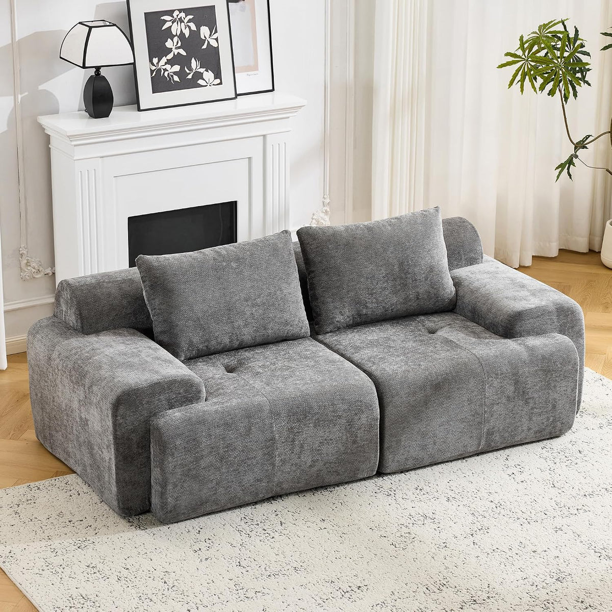 Flex Sofa | 120" Boneless Chenille Modular Sectional With Movable Ottomans