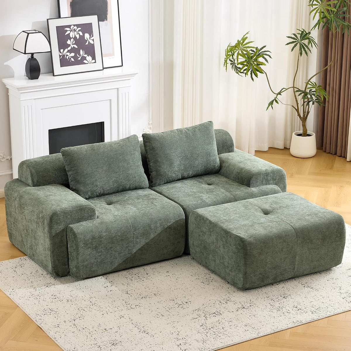 Flex Sofa | 120" Boneless Chenille Modular Sectional With Movable Ottomans