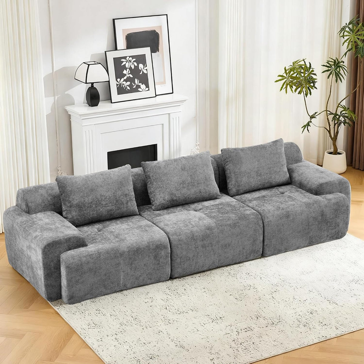 Flex Sofa | 120" Boneless Chenille Modular Sectional With Movable Ottomans