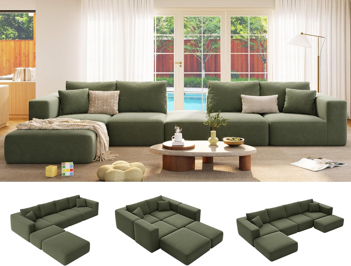 Flex Sofa | 150" Oversized Modular Boneless Sectional, Seats 6