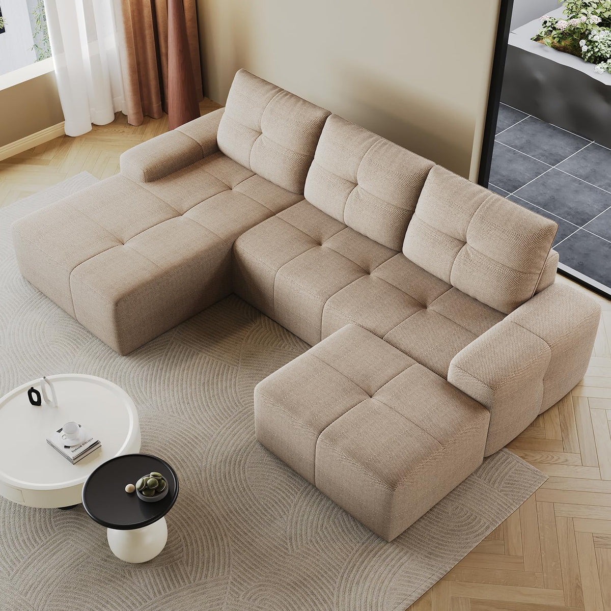 Cloud Sofa | 104" Boneless Chenille Sectional With Detached Chaise