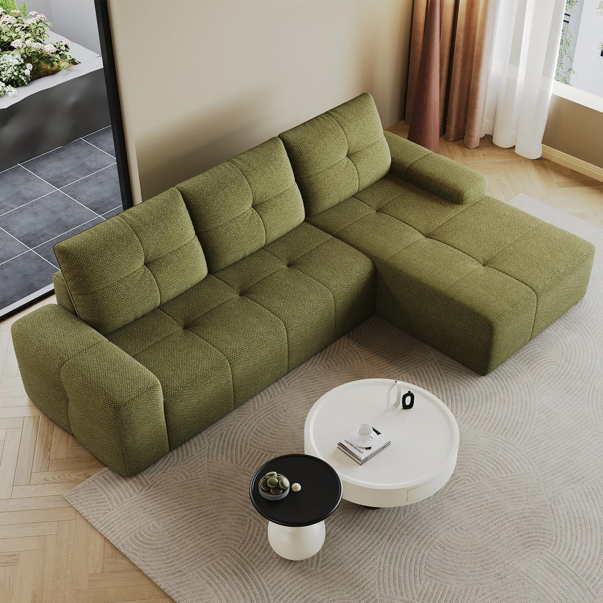 Cloud Sofa | 104" Boneless Chenille Sectional With Detached Chaise