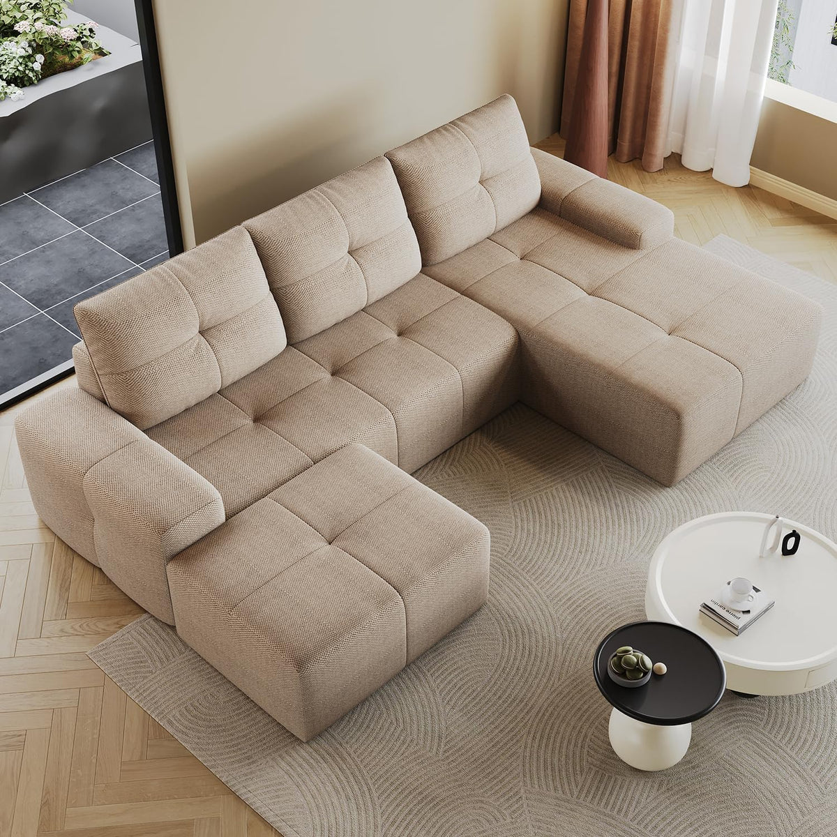 Cloud Sofa | 104" Boneless Chenille Sectional With Detached Chaise