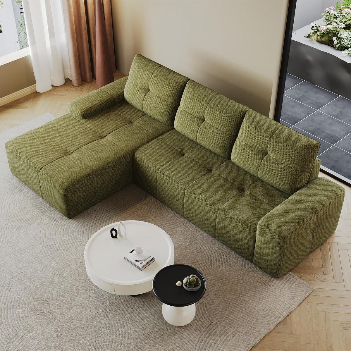 Cloud Sofa | 104" Boneless Chenille Sectional With Detached Chaise