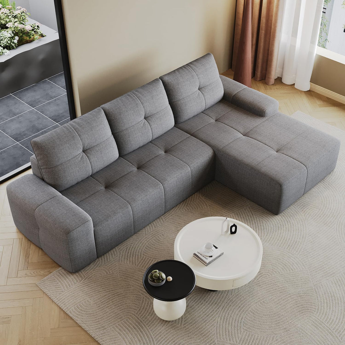 Cloud Sofa | 104" Boneless Chenille Sectional With Detached Chaise