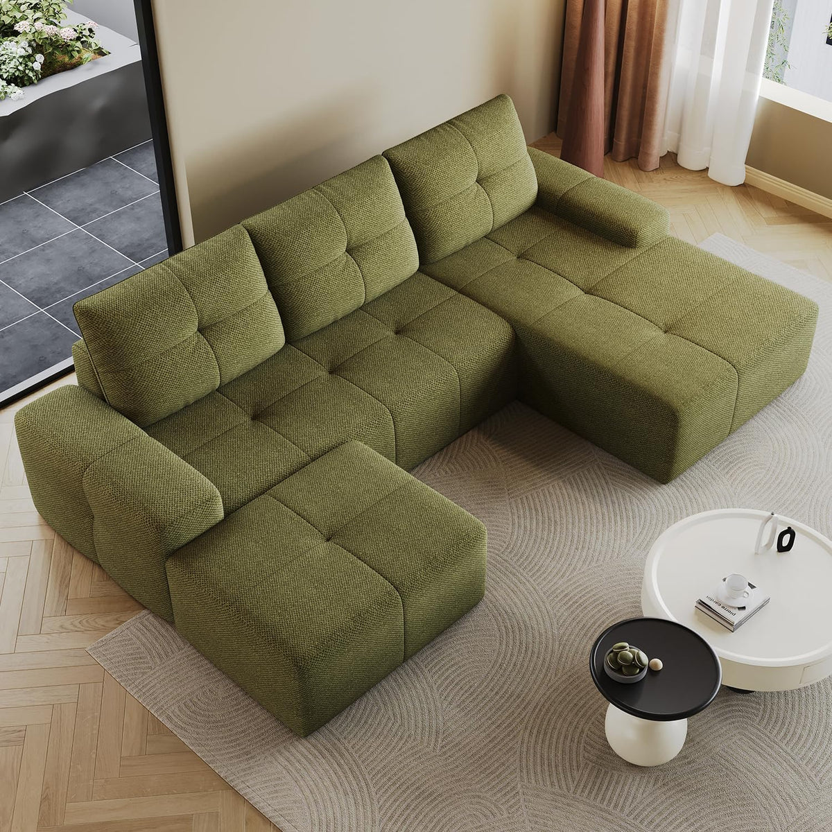 Cloud Sofa | 104" Boneless Chenille Sectional With Detached Chaise