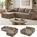 Cloud Sofa | 115" Boneless Corduroy L-Shaped Sectional With Chaise & Ottoman