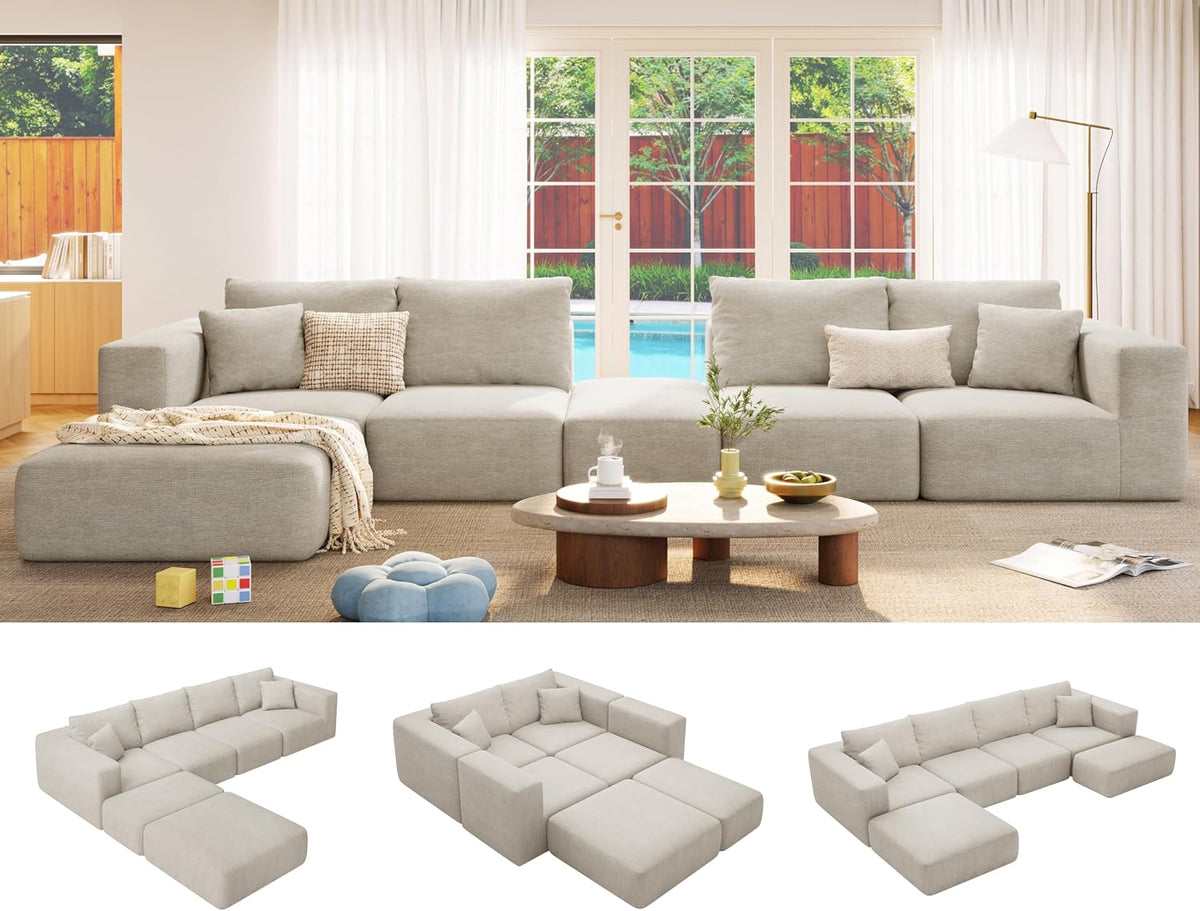 Flex Sofa | 150" Oversized Modular Boneless Sectional, Seats 6