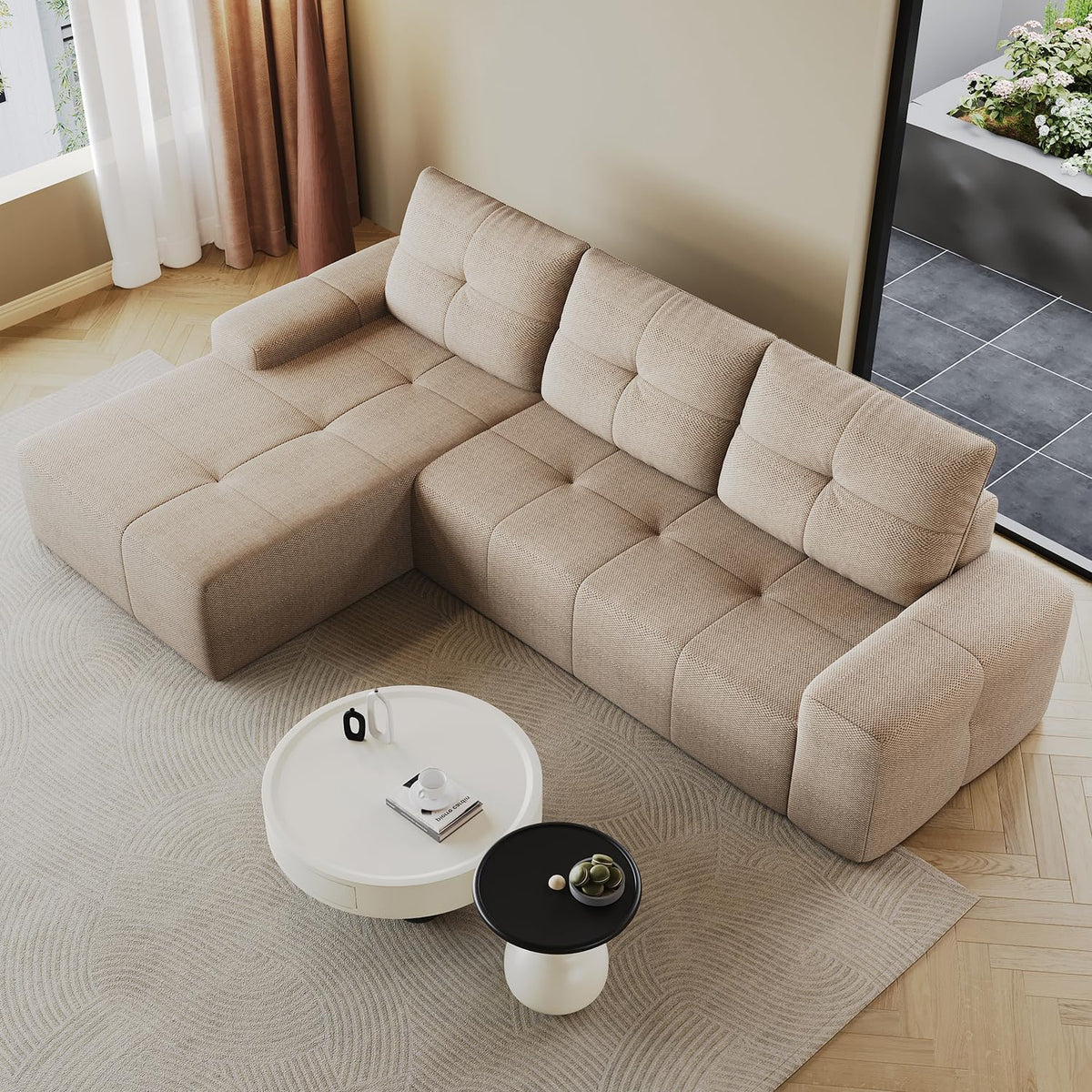 Cloud Sofa | 104" Boneless Chenille Sectional With Detached Chaise