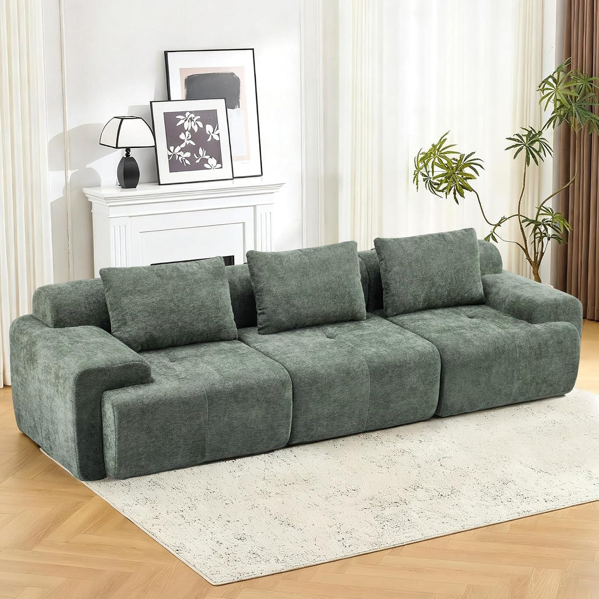 Flex Sofa | 120" Boneless Chenille Modular Sectional With Movable Ottomans