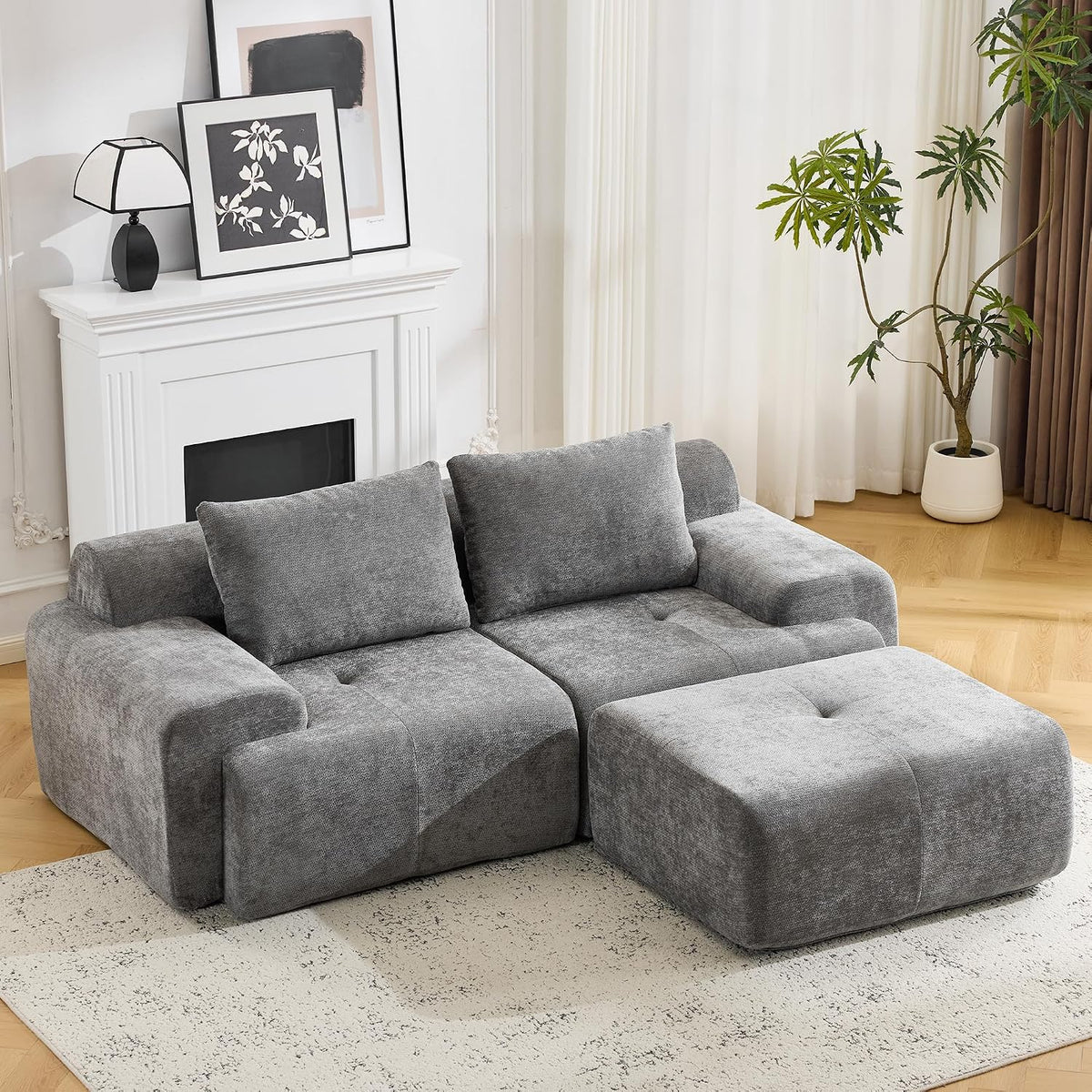 Flex Sofa | 120" Boneless Chenille Modular Sectional With Movable Ottomans