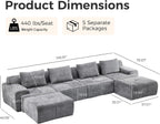 Flex Sofa | 120" Boneless Chenille Modular Sectional With Movable Ottomans