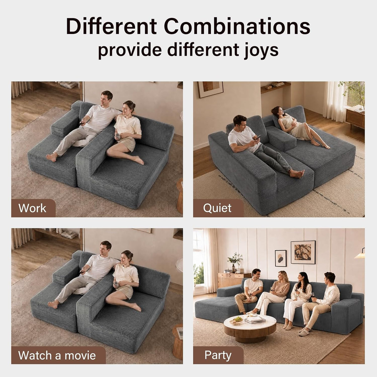 Cloud Sofa | 101" Boneless L-Shaped Sectional With Washable Cover