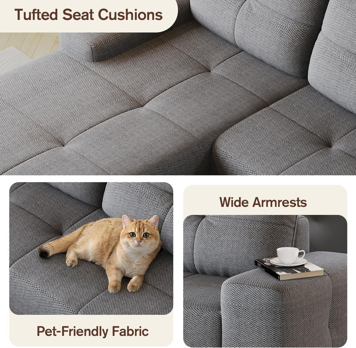 Cloud Sofa | 104" Boneless Chenille Sectional With Detached Chaise