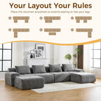 Flex Sofa | 120" Boneless Chenille Modular Sectional With Movable Ottomans