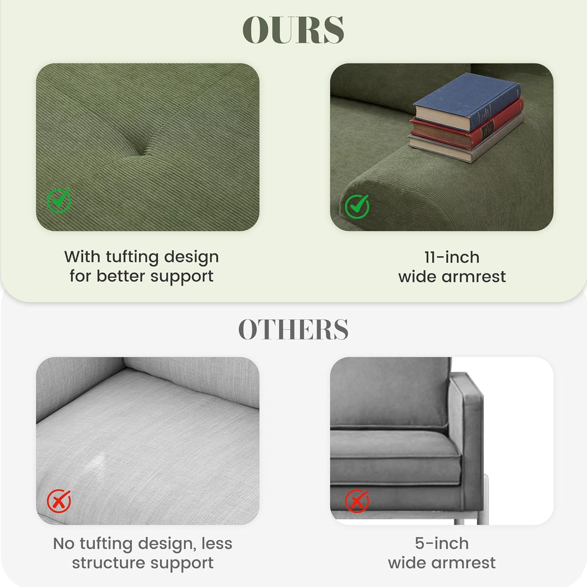 Flex Sofa | 108" Modular Corduroy L-Shape Sectional With Ottoman & 3 Throw Pillows