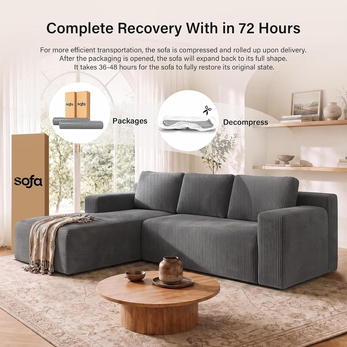 Cloud Sofa | 101" Boneless L-Shaped Sectional With Washable Cover