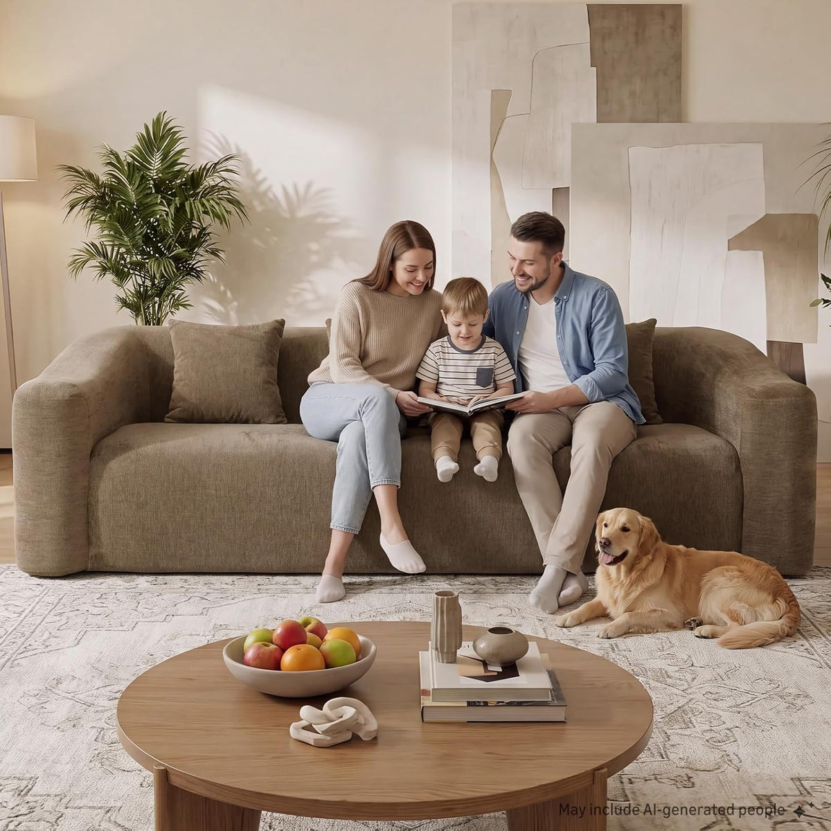 Cloud Sofa | 101" Curved-Back Boneless Chenille Couch With Memory Foam