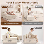 Cloud Sofa | 115" Boneless Corduroy L-Shaped Sectional With Chaise & Ottoman