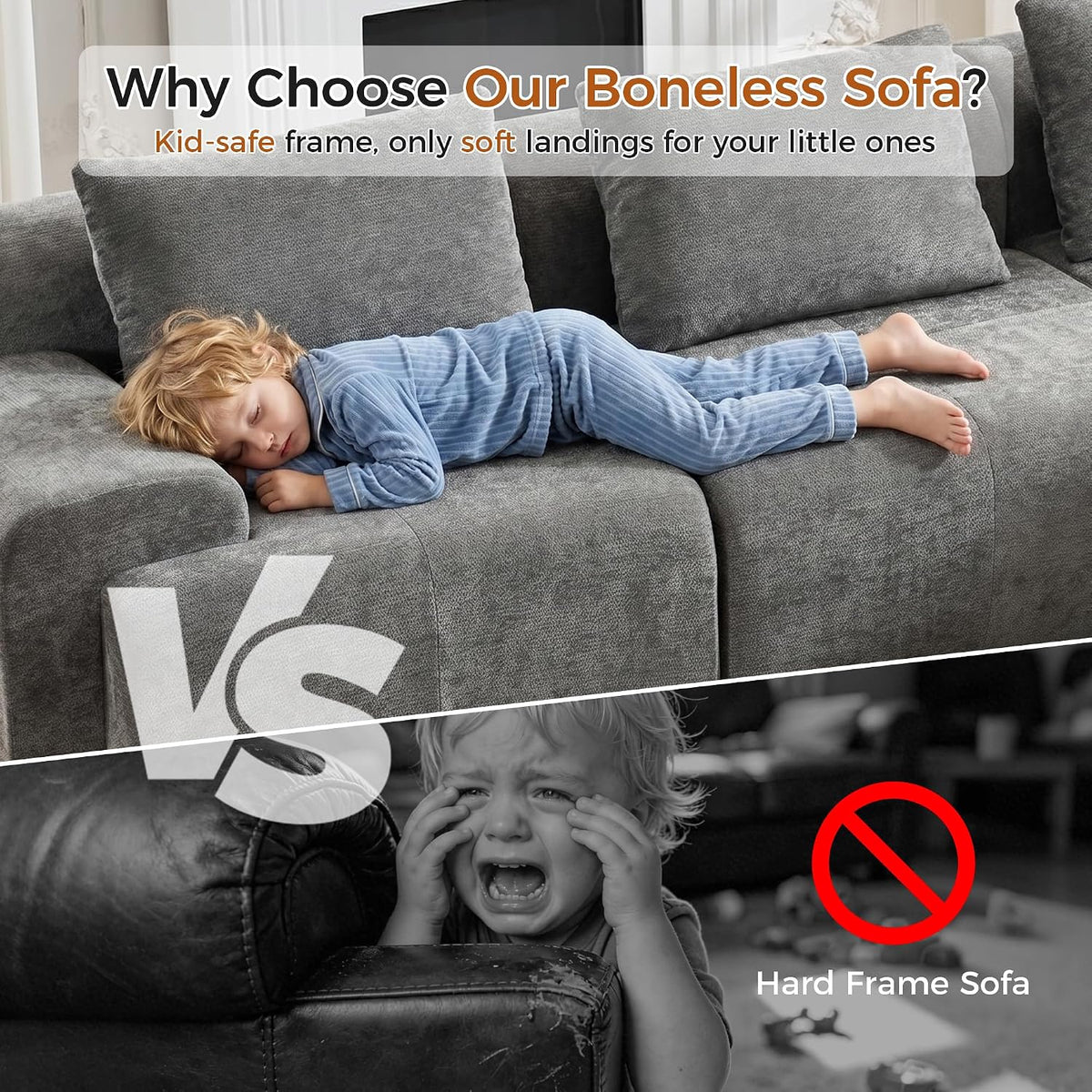 Flex Sofa | 120" Boneless Chenille Modular Sectional With Movable Ottomans