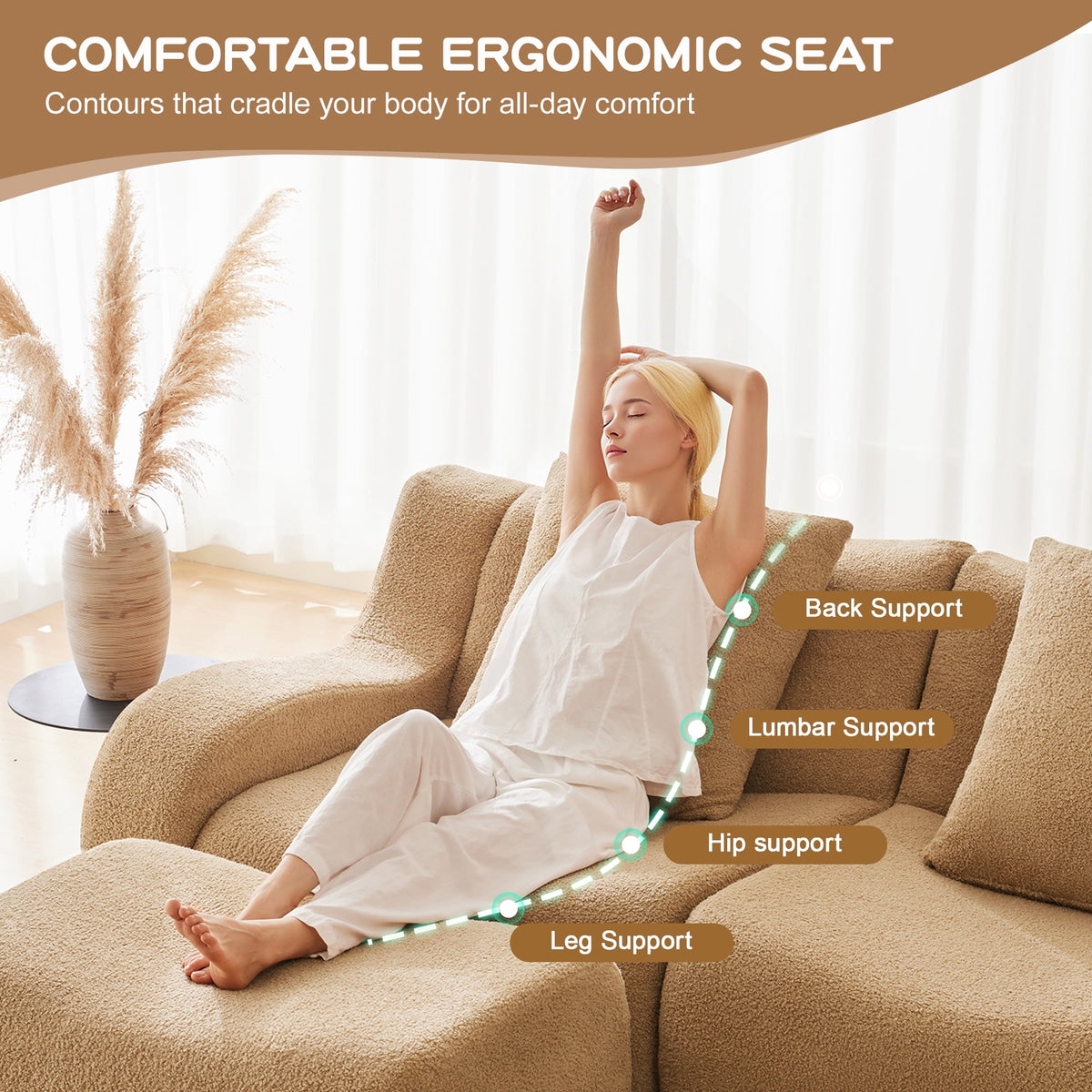 Cloud Sofa | 4-Seat Boneless Teddy Sofa With Curved Arms