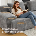 Flex Sofa | 120" Boneless Chenille Modular Sectional With Movable Ottomans