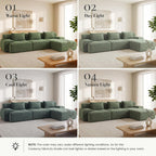 Flex Sofa | 108" Modular Corduroy L-Shape Sectional With Ottoman & 3 Throw Pillows