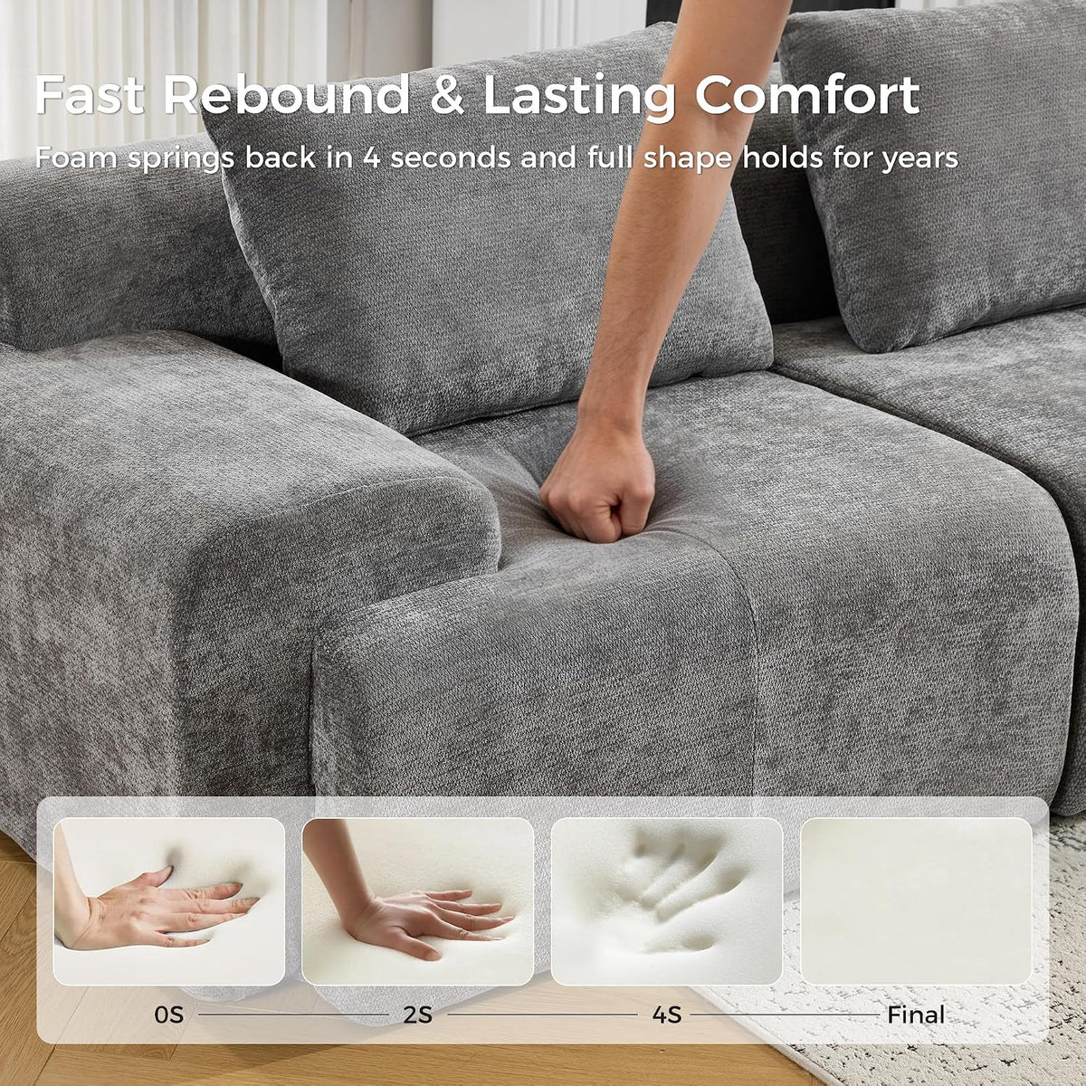 Flex Sofa | 120" Boneless Chenille Modular Sectional With Movable Ottomans