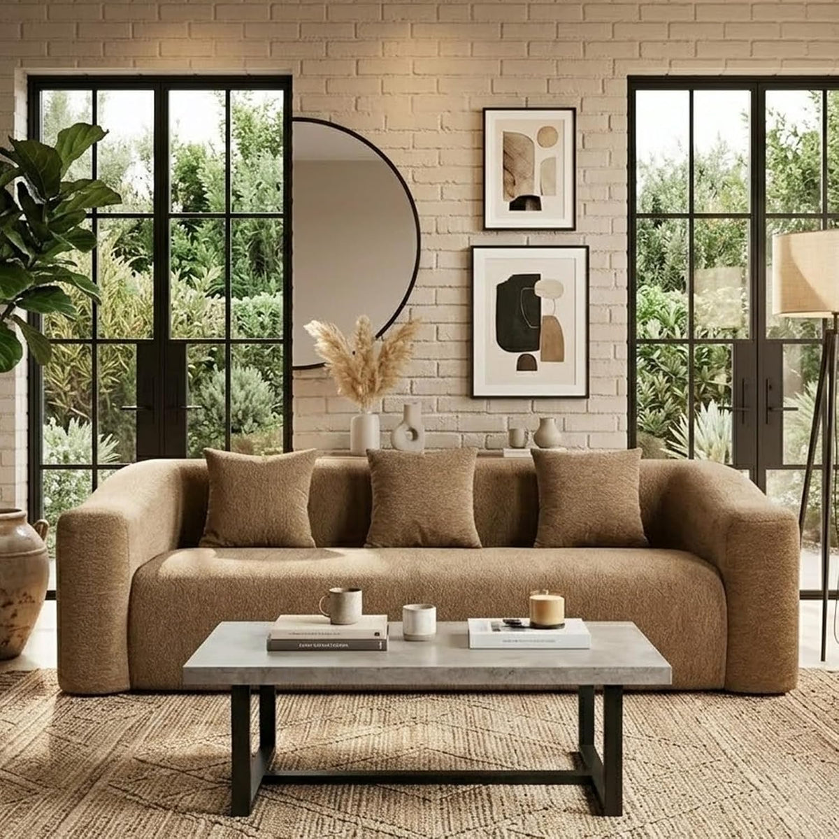 Cloud Sofa | 101" Curved-Back Boneless Chenille Couch With Memory Foam