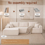 Cloud Sofa | 115" Boneless Corduroy L-Shaped Sectional With Chaise & Ottoman