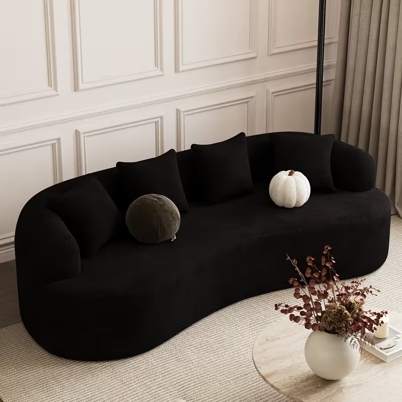 Cloud Sofa | Curved Boneless Chenille Boucle Sectional with Pillows
