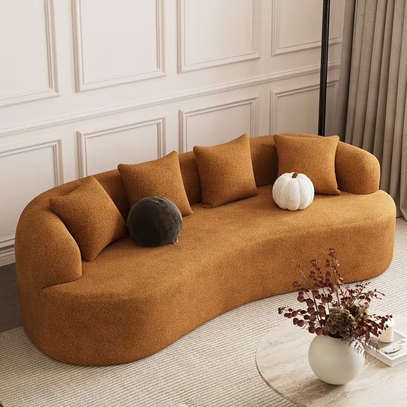 Cloud Sofa | Curved Boneless Chenille Boucle Sectional with Pillows