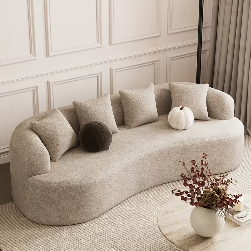 Cloud Sofa | Curved Boneless Chenille Boucle Sectional with Pillows