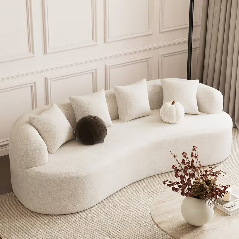 Cloud Sofa | Curved Boneless Chenille Boucle Sectional with Pillows