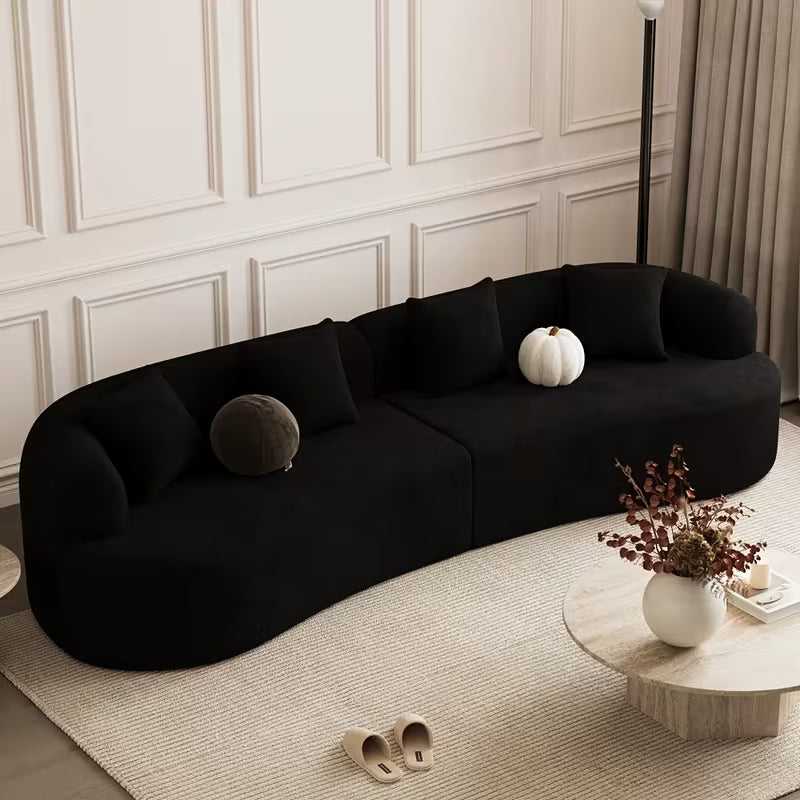 Cloud Sofa | Curved Boneless Chenille Boucle Sectional with Pillows