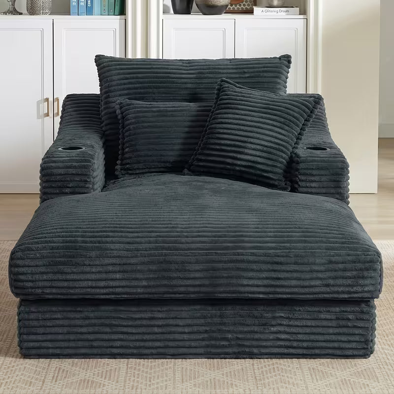 Sleeper Sofa | 68" Boneless Cloud Recliner Sofa Bed with Cup Holder