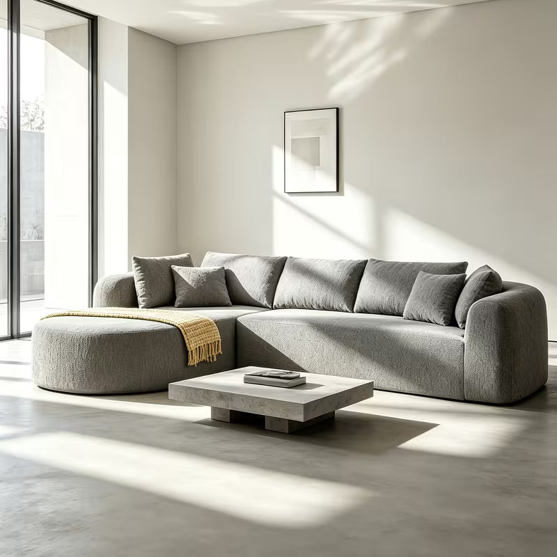 Cloud Sofa | 109" L-Shape Boneless Chenille Sectional with 7 Pillows