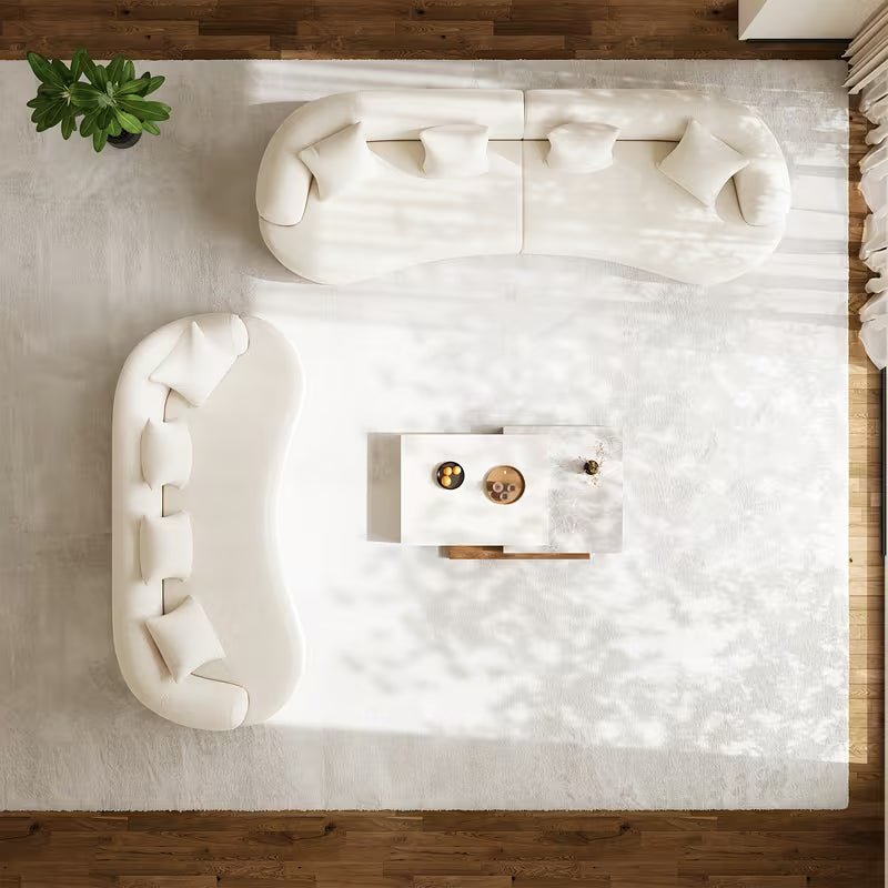 Cloud Sofa | Curved Boneless Chenille Boucle Sectional with Pillows