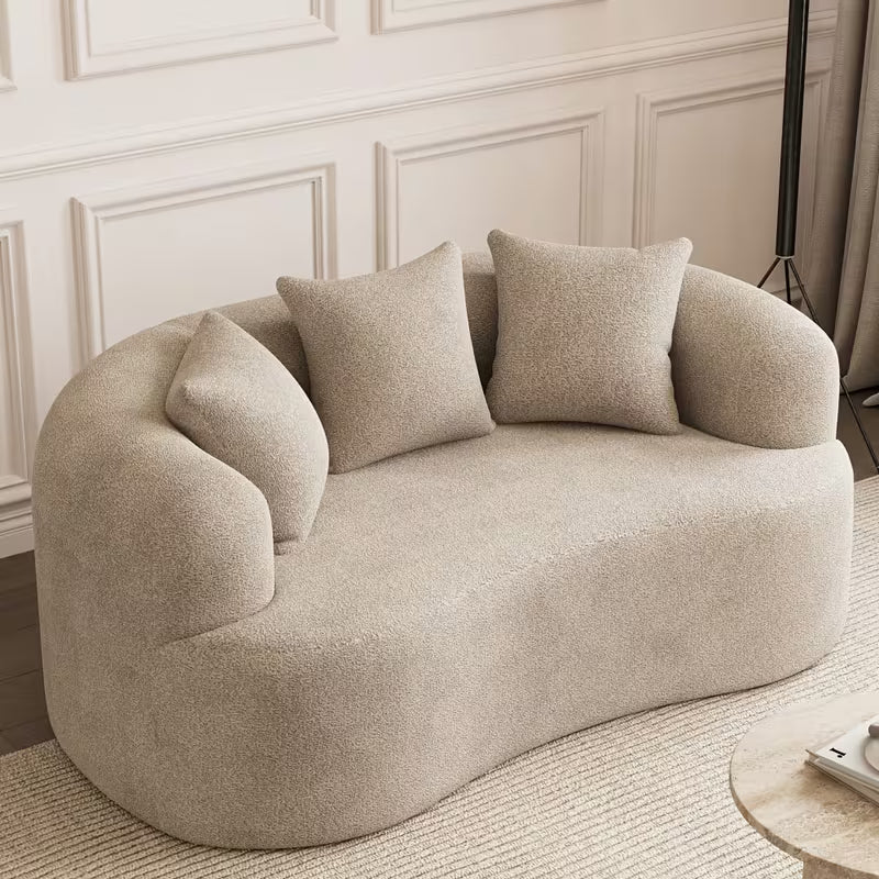 Cloud Sofa | Curved Boneless Chenille Boucle Sectional with Pillows